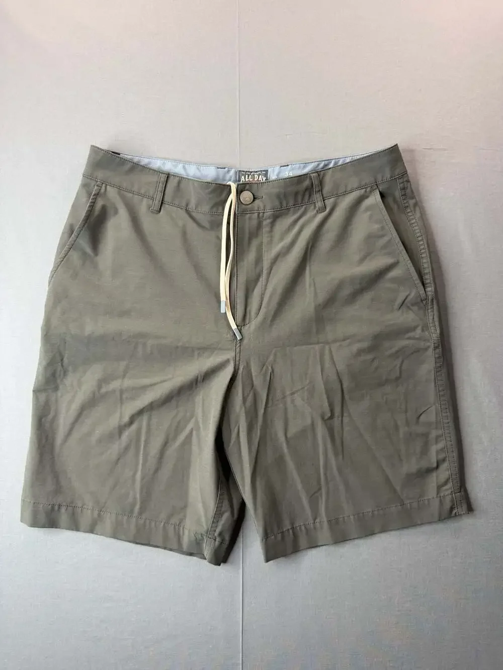 Faherty All Day Shorts Men's 34 Gray 4-Way Stretch Drawstring Golf Preppy